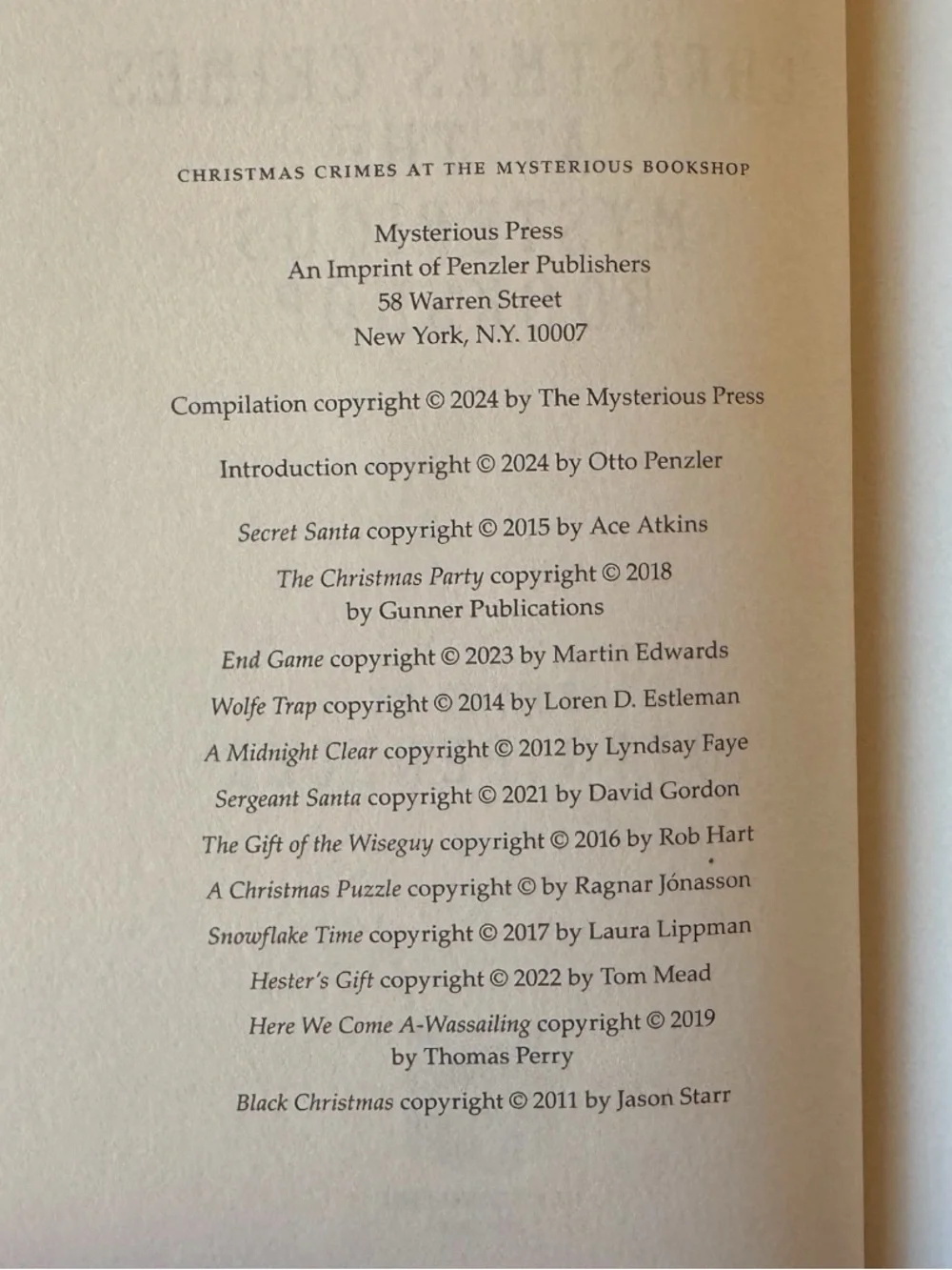 Christmas Crimes at the Mysterious Bookshop Hardcover Mystery Anthology 2024